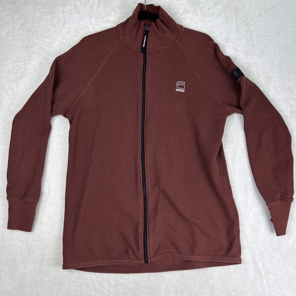 G STAR RAW JIRGI Zip Up Sweater Dark Bordeaux MENS LARGE Waffle knit